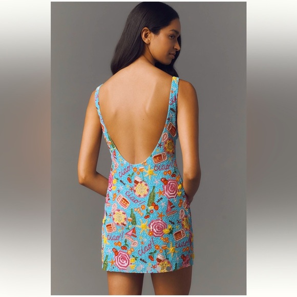Anthropologie NWT For Love & Lemons Ciao Beaded Mini Dress size 10. - Picture 6 of 13